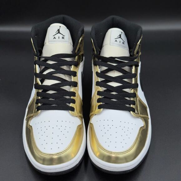 Jordan 1 Mid Metallic Gold Black White